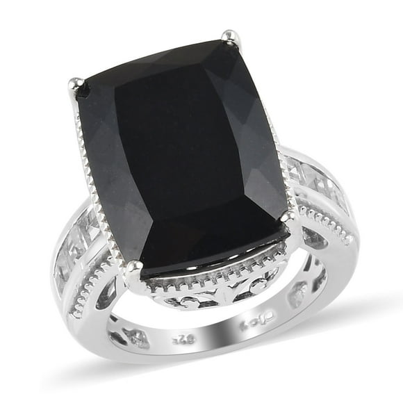 Shop LC Delivering Joy Stainless Steel Oval Black Spinel Statement Ring for Women Jewelry Gift Size 7 Cttw 2.7 